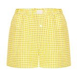 2025 Summer New Ladies Leisurely Comfortable High-Waisted Broad-Legged Retro Lattice Shorts