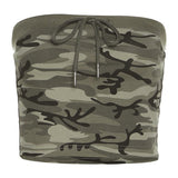 2025 Summer New Women's Fashion Hottie Sexy Camouflage Tective With Breast Vest With Thin Tsets