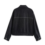 Spring 2025 New Set Jacket Jacket Denim Effect Folding Trousers Design Sense
