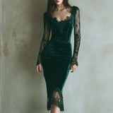 2025 Women's Dress Glossy Elastic Velvet Body Ass High-Waisted Fishtail Dress Dress Dress