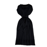 2025 Summer French Retro Temperament Polo Collar Loose Belt A-Word Knitted Dress Casual Dress