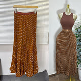 Classic Fashion Folding Wave Half-Dress French Sweet High-Waisted A-Shaped Skirt Mid-Long Folds Skirt