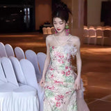 New Chinese Fishtail Evening Dress 2025 New Light Luxury Niche Morning Robe Toasting Bridal Purple Banquet Dress Dress Dress