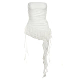 2025 Spring And Summer Women's New Fashion One-Word Shoulder Repair Leud Thrombochrome Bhise Small Vest