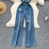 Hong Kong Flavor Chic Net Red New Design Heartless Sleeveless High-Rise Thin Hole Casual Denim Jumpsuit