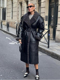 Autumn 2025 Women's Women's Women's Cozy Casual PU Lambs Solid Color Belt Jacket