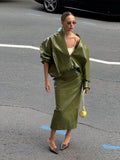 Autumn 2025 New Temperament Casual Bright Collar Jacket Jacket Skirt Suit