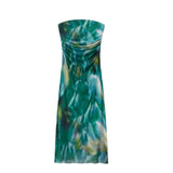 Summer New Women's First-Word Screen Printing Dress Folds