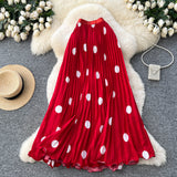 Classic Fashion Folding Wave Half-Dress French Sweet High-Waisted A-Shaped Skirt Mid-Long Folds Skirt