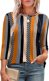 Explosion 2025 New Fashion Casual Roll Collar Seven-Sleeve Top Bottom Shirt