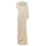 Autumn/Winter 2025 New Women's Temperament Fashion Round Collar Loose Top Folded Dress Set