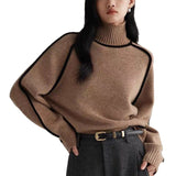 2025 Maillard Autumn Winter Stripes Thin Leisure Loose Set Knitted Lazy Wind Sweater