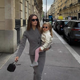 23 Autumn New Women's Fashion Simple Knitted Double Coat + Skirt