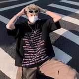 Summer High Street Loose Letter Print Short-Sleeved T-Shirt Man Hip-Hop Pure Cotton Half-Sleeved Top