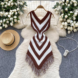 Travel Vacation Wearing Women's Dress Summer Retro Color Linguist Repair Slim Slimy Tuxed Dress