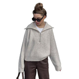 2025 New Retro Long-Sleeved Top Loose Design Sense V-Neck Collar Women's Knitwear Shirt
