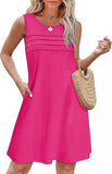 2025 Women's Casual Round Collar Foldless Pocket Dress