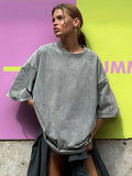 Washing Old Short-Sleeved T-Shirt 2025 Summer Relaxation Leisure Collar Water Washing Hair Short-Sleeved T-Shirt