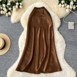 High-Grade Sensed With The Frontal Half-Dress Woman 2025 New Light Luxury High-Rise Thin A-Word Bag With A Long Skirt With A Long Tail