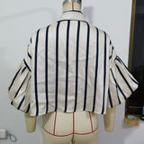 Multi-Color Short Top 2025 Spring New Five-Point Sleeve Bubble Bubble Sleeve Loose Stripe Small Shirt