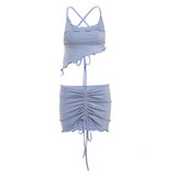 Spring 2025 Women's New Hanging Neck-Lup Vest Low-Waisted Hip Skirt Suit