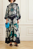 New Summer Printed Seven-Sleeve Collared Dress