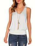 2025 Summer Short Sleeve New Hot Pure Color Buffet Sleeveless Waist Knitted Leisure Vest Fashion