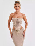 Spring And Summer Hot New Sexy Trend Bare Back Tsets Coat Ass Long Skirt Knitting Set