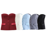Women's Clothing 2025 Spring New Sexy 4 Color Tight Single-Breasted Breast Small Vest + Short Skirt Set