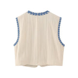 Embroidered V-Neck Sleeveless Coat With New Women's Summer Vest