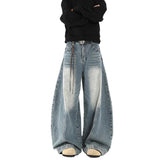 Gradient Retro Broad-Legged Jeans Design Feel Small Cat Bends Trousers Hanging Trousers Trousers