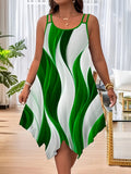 Summer 2025 Summer Fashion Swing Shoulder Strap Print Lady Large Size Dress Random Print