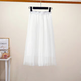 Net Yarn Skirt Women's Summer Long A Skirt High Waist 100 Folding Skirt 2025 Thin Soft Hanging Yarn Skirt