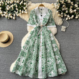Cooled Wind High-End Dress 2025 New French Retro Elegant Lace Embroidery Waist Long Dress Dress
