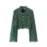 Li-Necked Simple Women's Clothing 2025 Summer Eyelash Lace Fan-Shaped Hem Short-Sleeved Shirt Long-Sleeved Top
