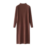 Autumn And Winter With Coat Sweater Dress Women Loose Fashion With Medium And Long Bottoming Over The Knee Knit Dress