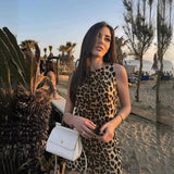 2025 Summer New Light Style Sleeveless Leopard Print Short Tight-Up Dress
