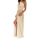 2025 New Slanted Shoulder Dress Temperament Sleeveless Sexy High-Waist Open Skirt Women's Dress