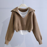 Vintage Fashion Sweater Set Women's New Deep V-Neck Collar Sweater Sling Vest Two-Piece Set In Autumn/Winter 2025