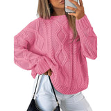 Women's Dress 2025 Knitted Women's Oversized Thick Knit Round Sweater Casual