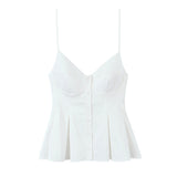 Single-Dran Buckle Swing 2025 Wide Short Female Vest Open Back Sexy Sling Skirt V-Neck Summer