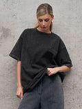 Washing Old Short-Sleeved T-Shirt 2025 Summer Relaxation Leisure Collar Water Washing Hair Short-Sleeved T-Shirt