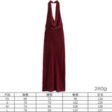 Women's Clothing 2025 Spring Festive Dress Hanging Neck Collar Silk Texture Dew Back Dress