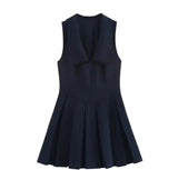 Wide Folds Lead Short Dress 2025 Summer Temperament Sleeveless Vest Style A-Word Repair Miniskirt