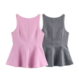 Butterfly Tie With Bare Back Vest 2025 Spring Sleeveless Waist Skirt Swing Women's Top