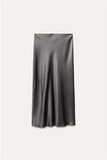 2025 Autumn New Women's Fashion Silk Silk Texture Multi-Color Printing Fan Flute Skirt