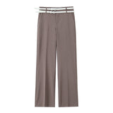 Temperament With Belt Striped Set 2025 Spring V Collar Vest High-Waisted Trousers Woman
