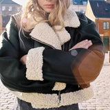 Women's Clothing Autumn And Winter Street Wind Double-Sided Grasp Velvet Leather Jacket Locomotive Leather Locomotive