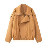 Ins2025 New Fashion Temperament Womenswear Designer Loose Leather Jacket