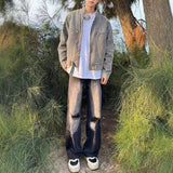 High Street Trendy Retro Fashion Collar Denim Jacket Men And Women's Autumn Casual Casual Casual Work Jacket